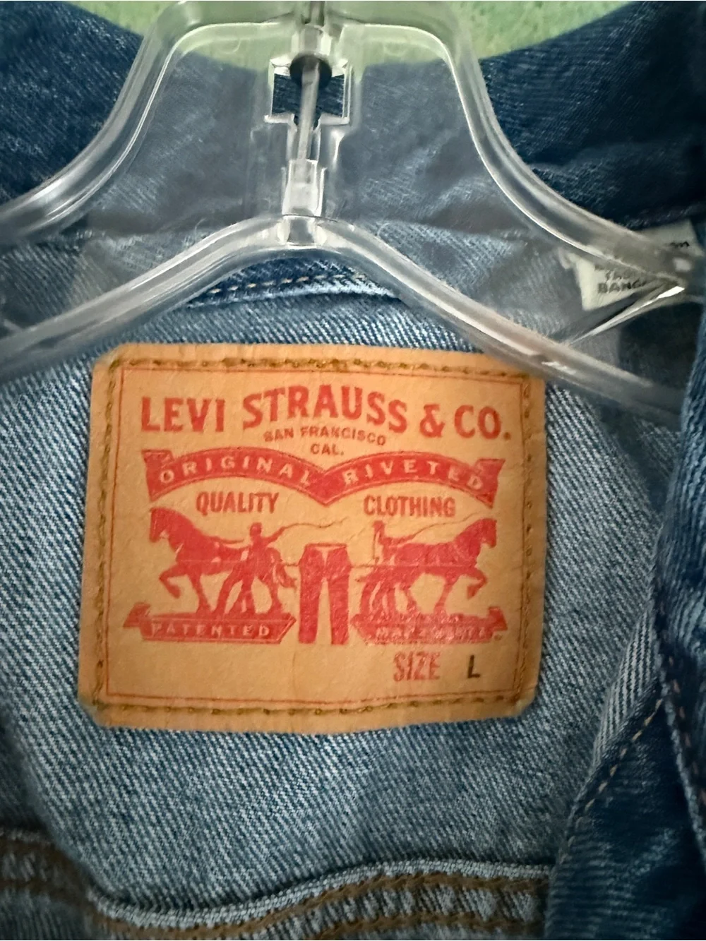 Levi's Blue Denim Jacket with Leather Patch - Picture 3 of 4